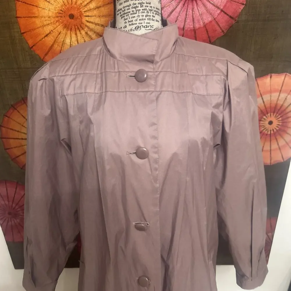 Vintage Fleet Street Mauve Trench Coat Longline Minimal Chic Duster Sz 12 - Picture 3 of 8